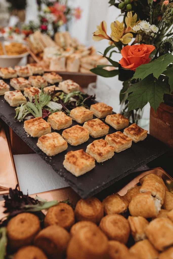 Homemade wedding buffet of cold items