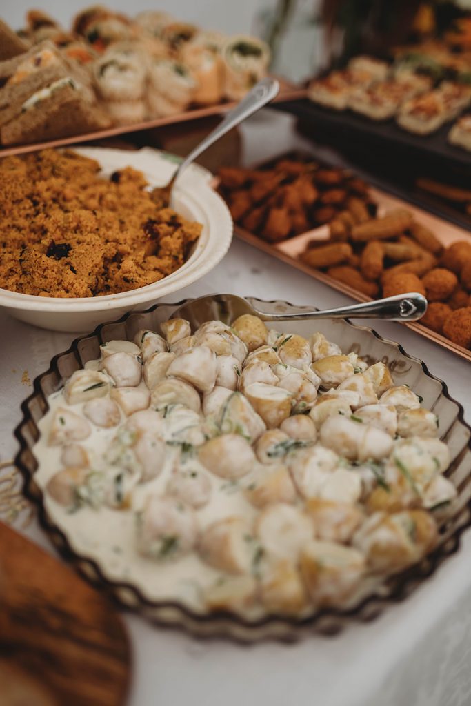 Homemade wedding buffet of cold items