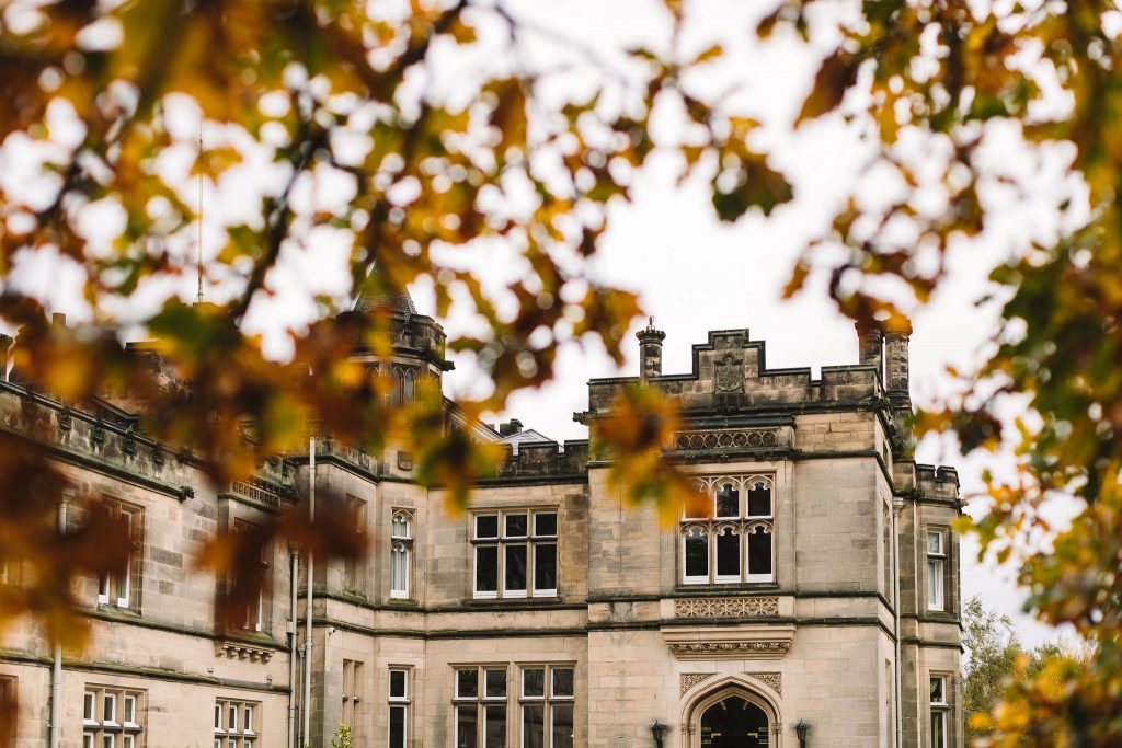 Exterior view of private country house wedding venue