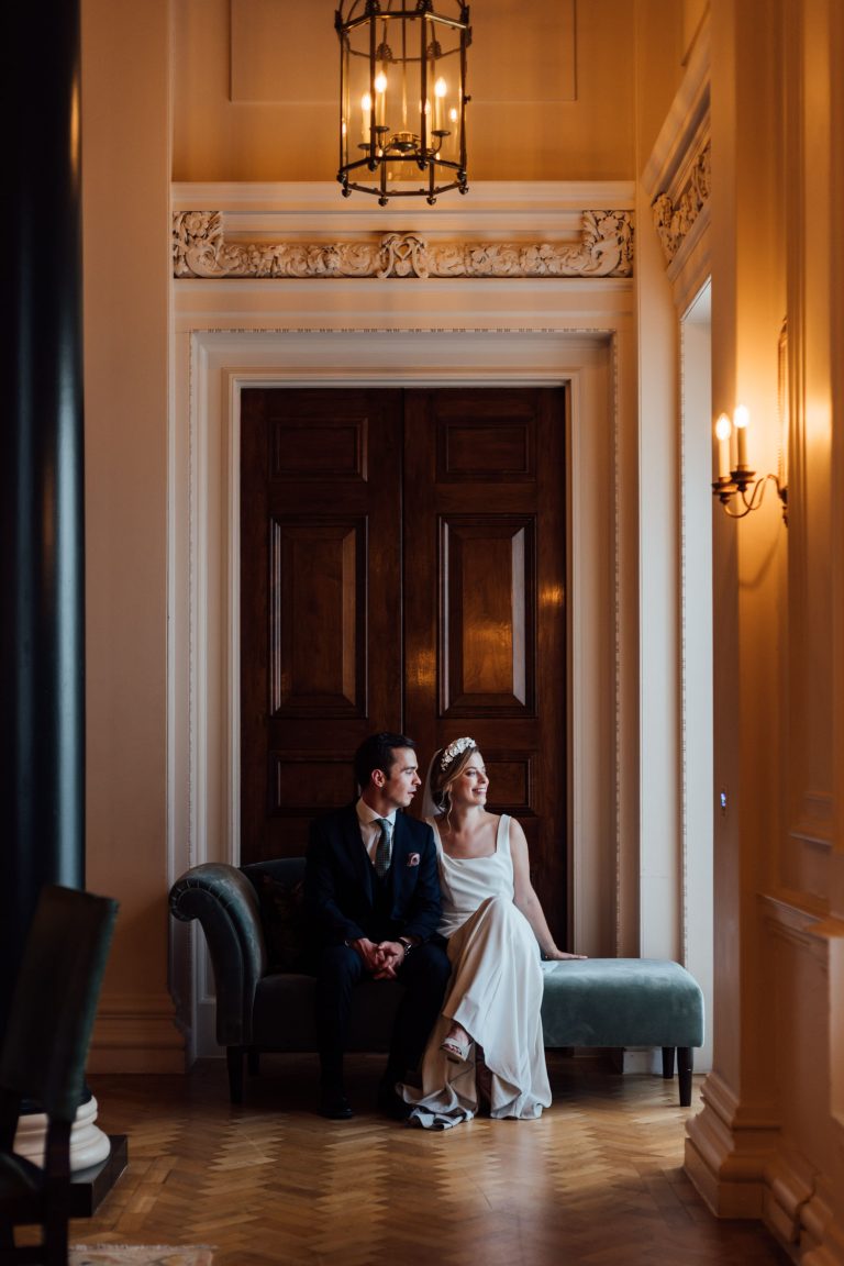 Newlyweds Sarah + Peter enjoy some quiet time reflecting on their city micro wedding moment