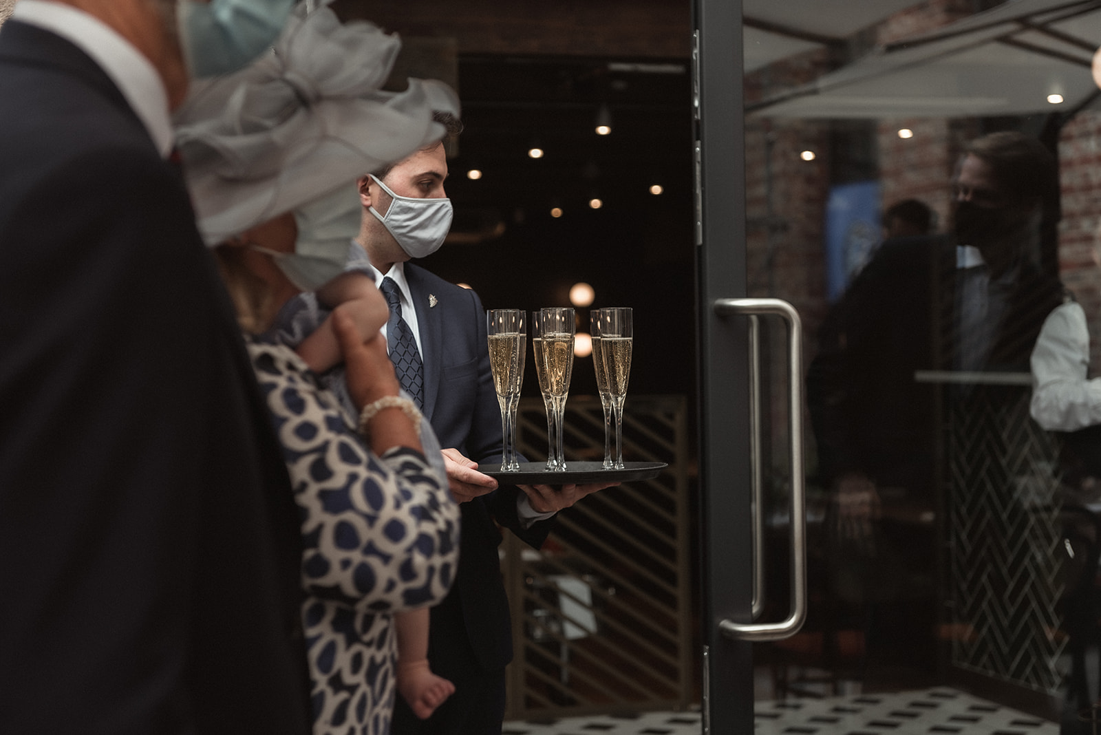 Reception drinks for city wedding couple