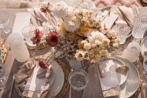 Elopement beach wedding theme table styling