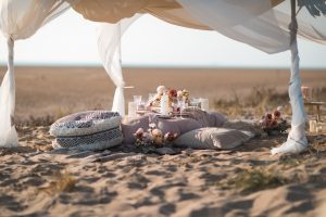 Elopement beach wedding theme table styling