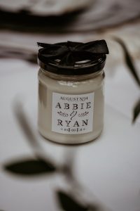 Personalised hand made soy wax candle wedding favour