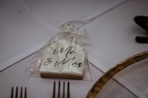 Personalised home made Mr & Mrs biscuit wedding favour