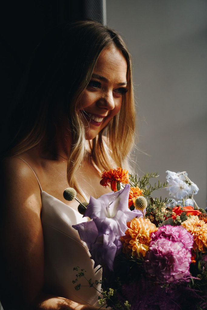 A vibrant and colourful wedding bouquet for an Autumnal bride