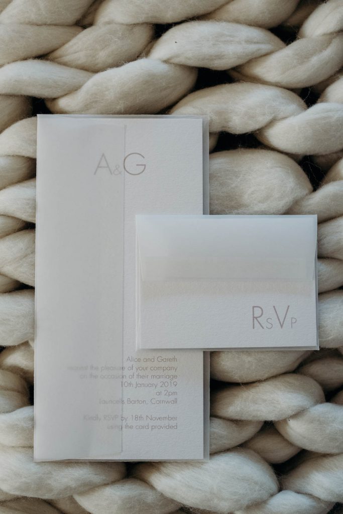 Minimalist, contemporary stationery for a modern barn wedding