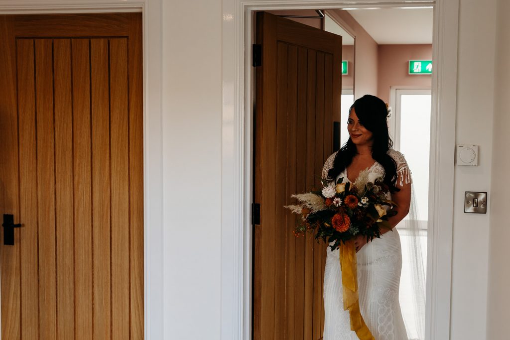 An emotional 'First Look' for bride and groom before their wedding ceremony