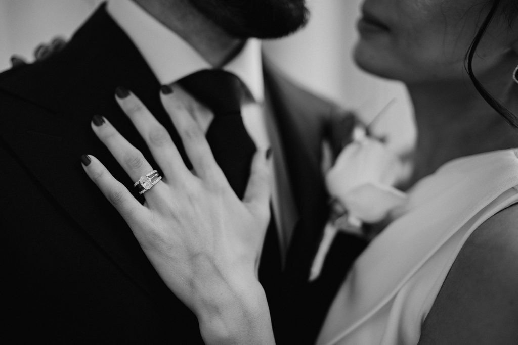 Bridal jumpsuit for chic, stylish intimate city wedding
