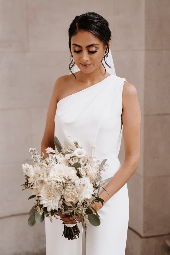 Bridal jumpsuit for chic, stylish intimate city wedding