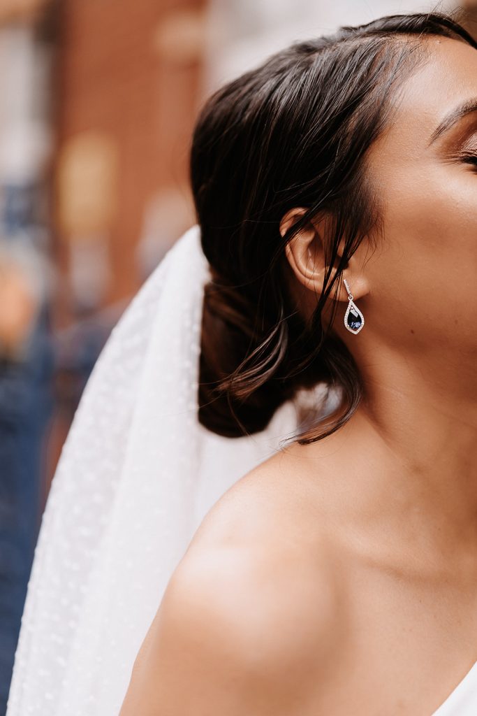 Bridal jumpsuit for chic, stylish intimate city wedding