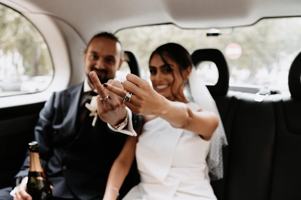 Bridal jumpsuit for intimate city wedding