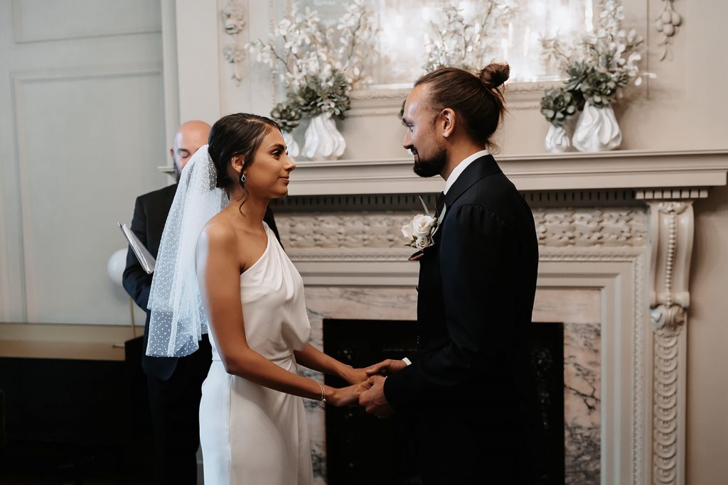 Bridal jumpsuit for intimate city wedding