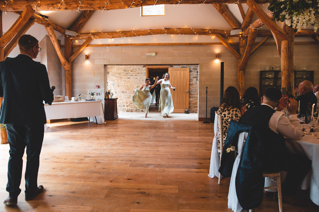 Making an entrance to the wedding breakfast courtesy of host Christian Fletcher