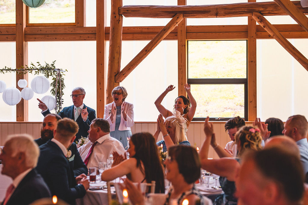 Making an entrance to the wedding breakfast courtesy of host Christian Fletcher