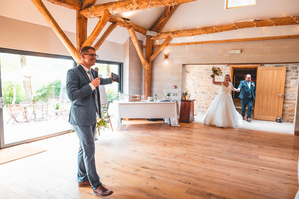 Making an entrance to the wedding breakfast courtesy of host Christian Fletcher