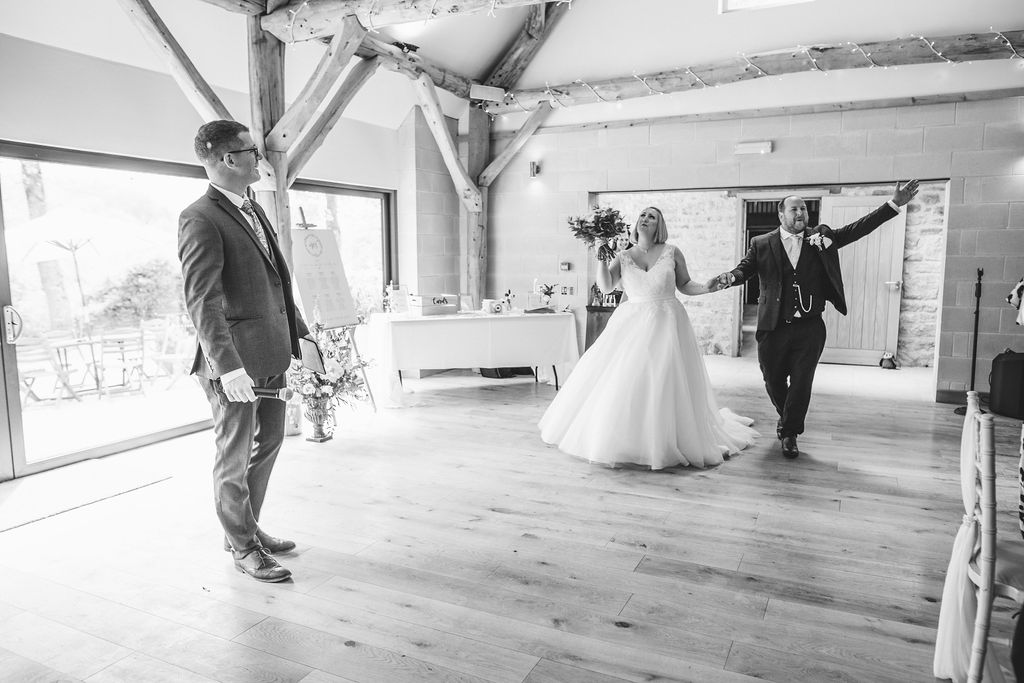 Making an entrance to the wedding breakfast courtesy of host Christian Fletcher