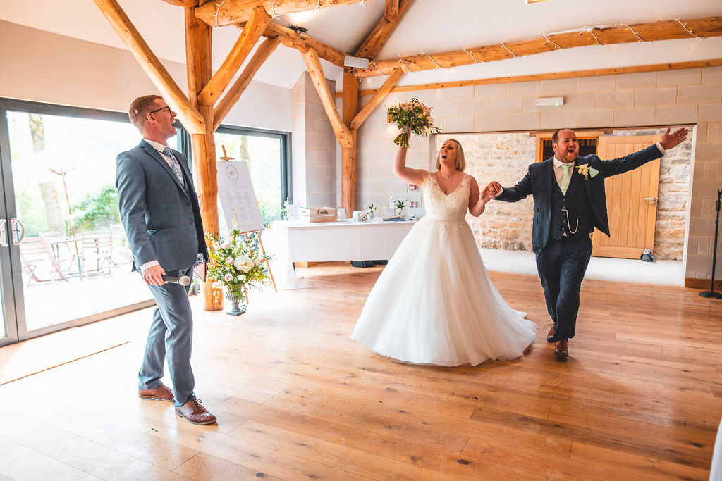 Making an entrance to the wedding breakfast courtesy of host Christian Fletcher