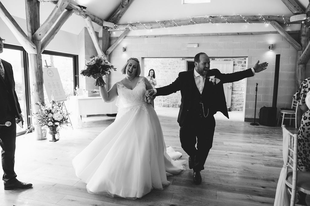 Making an entrance to the wedding breakfast courtesy of host Christian Fletcher
