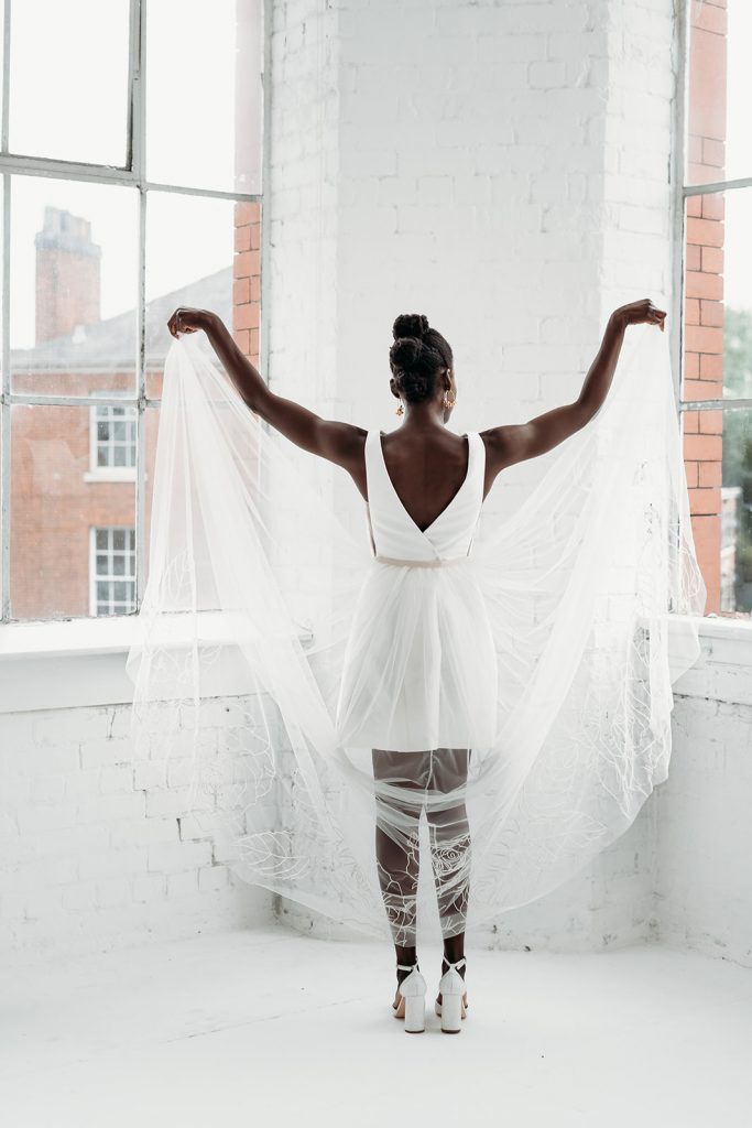 Personalised embroidered wedding veils for the modern bride by designed and stitched with love by British bridal designer Rebecca Anne Designs