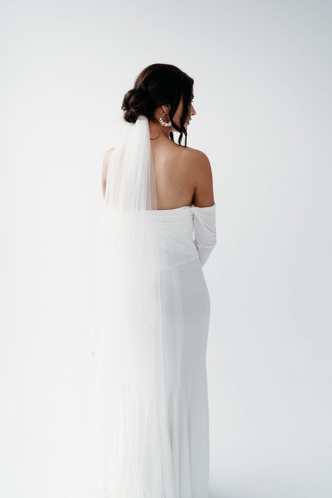 Personalised embroidered wedding veils for the modern bride by designed and stitched with love by British bridal designer Rebecca Anne Designs