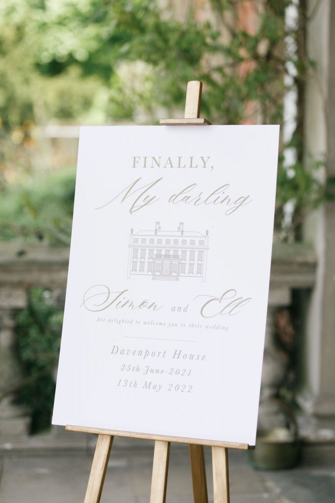 An elegant and romantic pink and gold wedding at Davenport House with two Milla Nova dresses