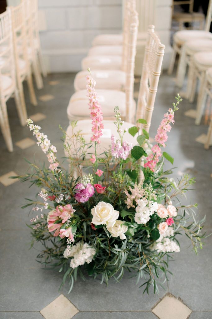 An elegant and romantic pink and gold wedding at Davenport House with two Milla Nova dresses