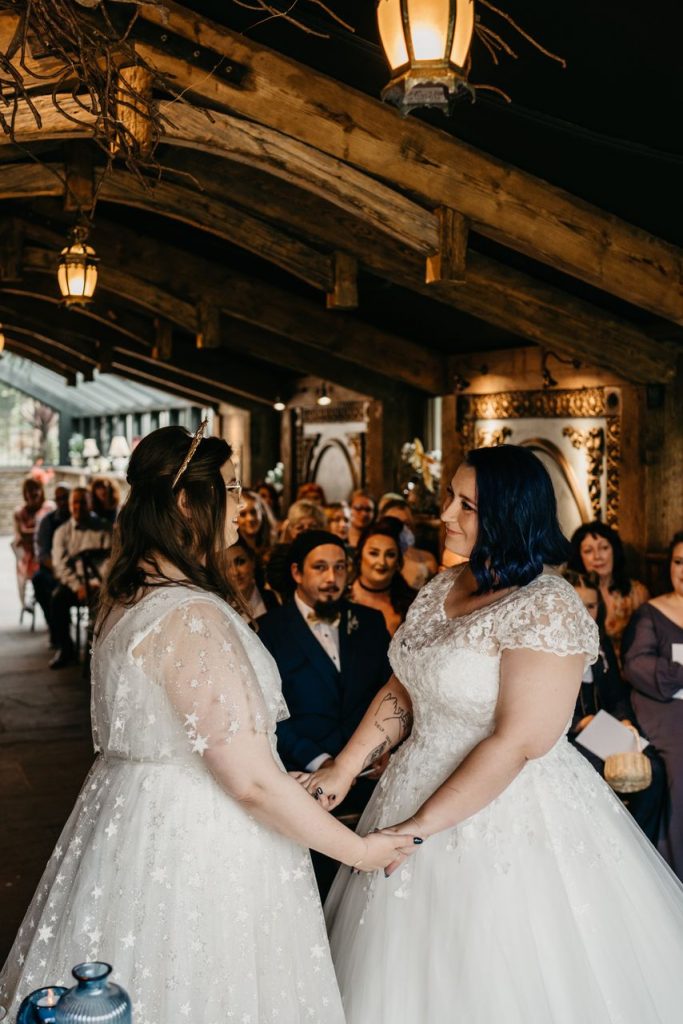 Queer wedding at Newton Hall for celestial brides  captured by David Boynton Wedding Photography