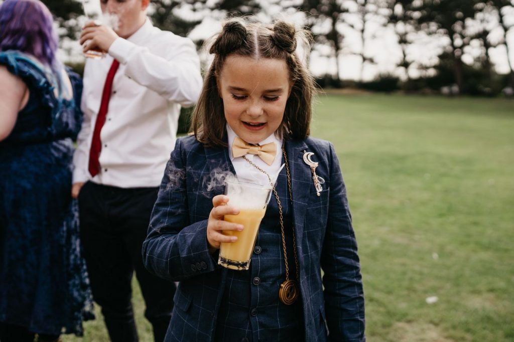 Queer wedding at Newton Hall for celestial brides  captured by David Boynton Wedding Photography