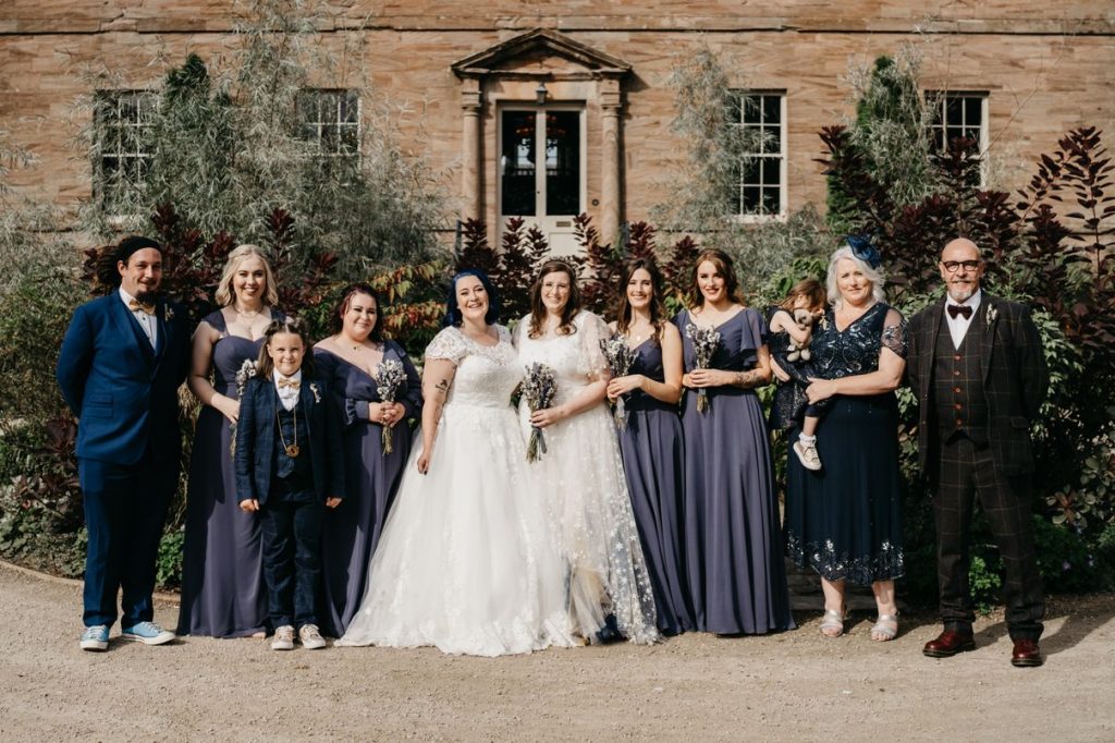 Queer wedding at Newton Hall for celestial brides  captured by David Boynton Wedding Photography