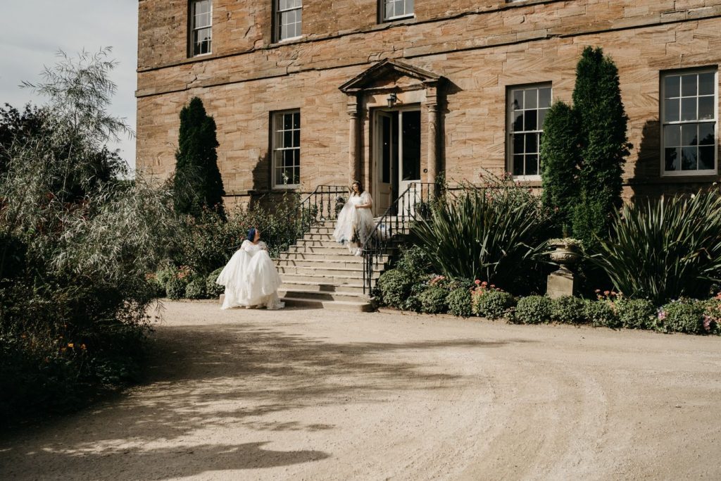 Queer wedding at Newton Hall for celestial brides, captured by David Boynton Wedding Photography