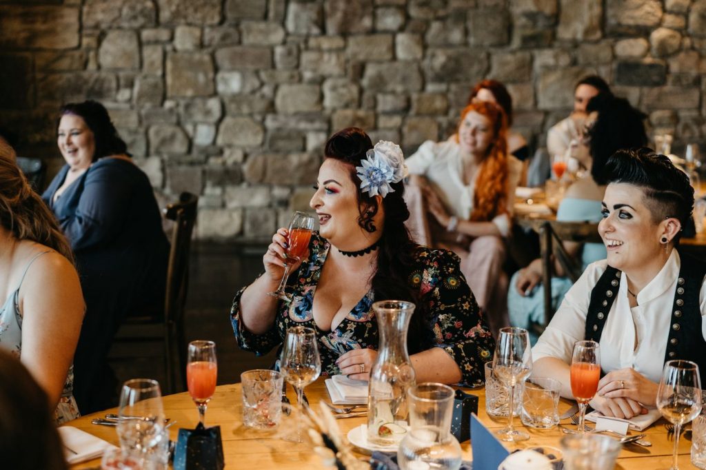Queer wedding at Newton Hall for celestial brides  captured by David Boynton Wedding Photography