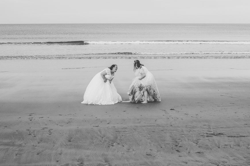 Queer wedding at Newton Hall for celestial brides  captured by David Boynton Wedding Photography