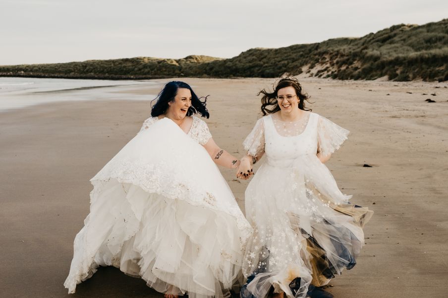 Queer wedding at Newton Hall for celestial brides  captured by David Boynton Wedding Photography