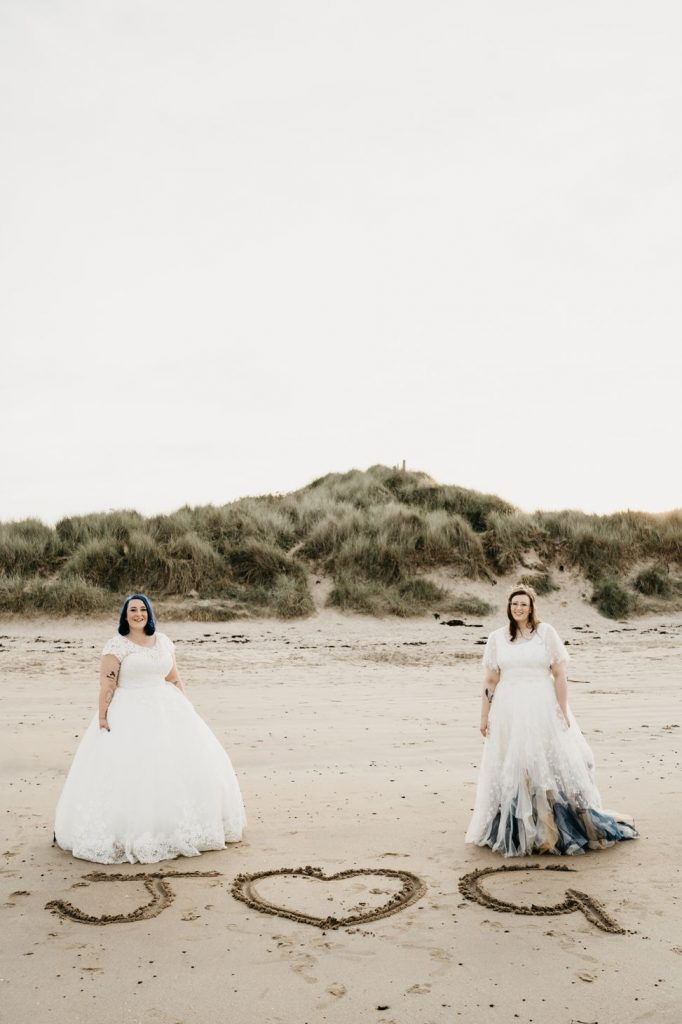 Queer wedding at Newton Hall for celestial brides  captured by David Boynton Wedding Photography