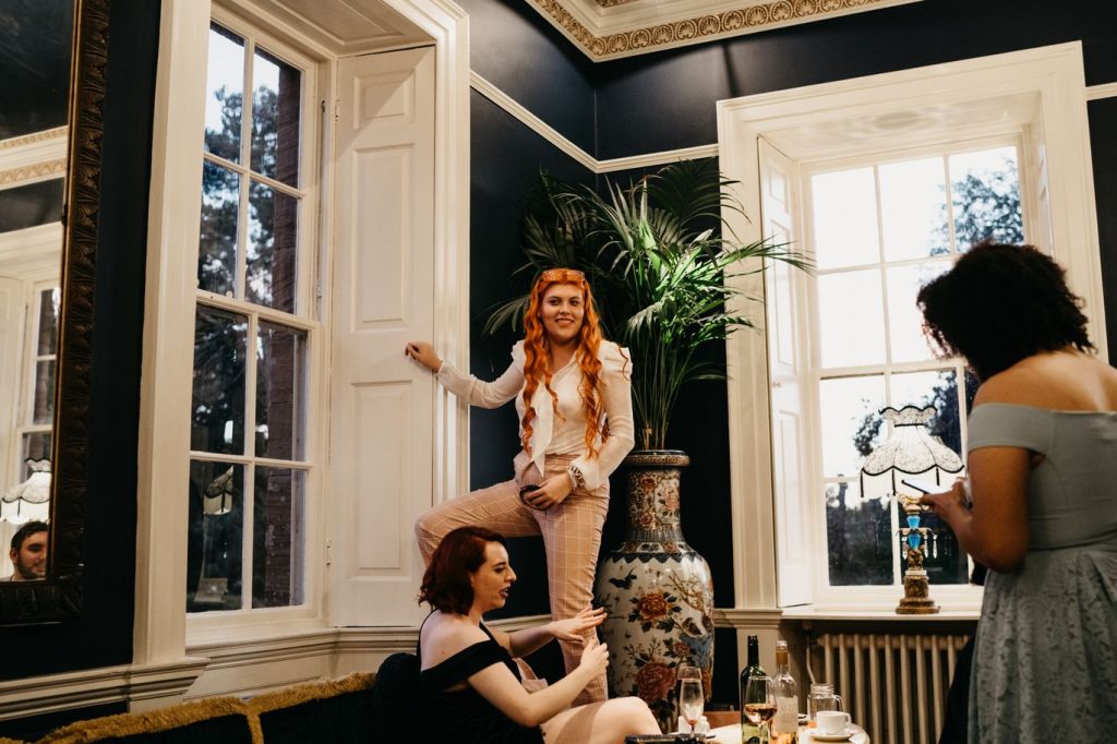 Queer wedding at Newton Hall for celestial brides  captured by David Boynton Wedding Photography