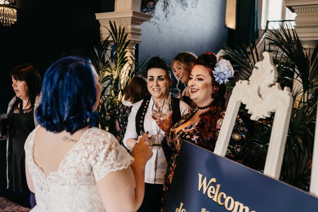 Queer wedding at Newton Hall for celestial brides  captured by David Boynton Wedding Photography