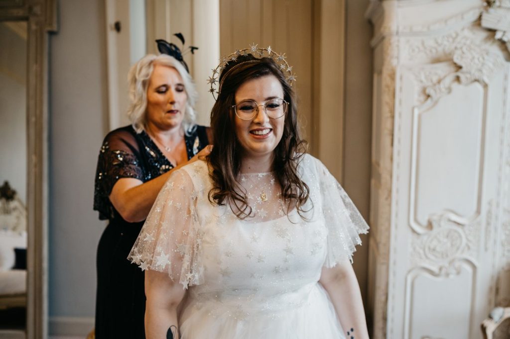 Queer wedding at Newton Hall for celestial brides  captured by David Boynton Wedding Photography