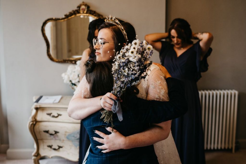 Queer wedding at Newton Hall for celestial brides  captured by David Boynton Wedding Photography