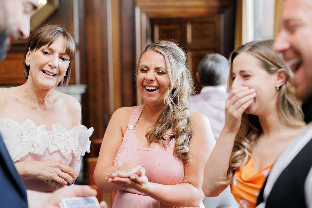 An elegant and romantic pink and gold wedding at Davenport House with two Milla Nova dresses
