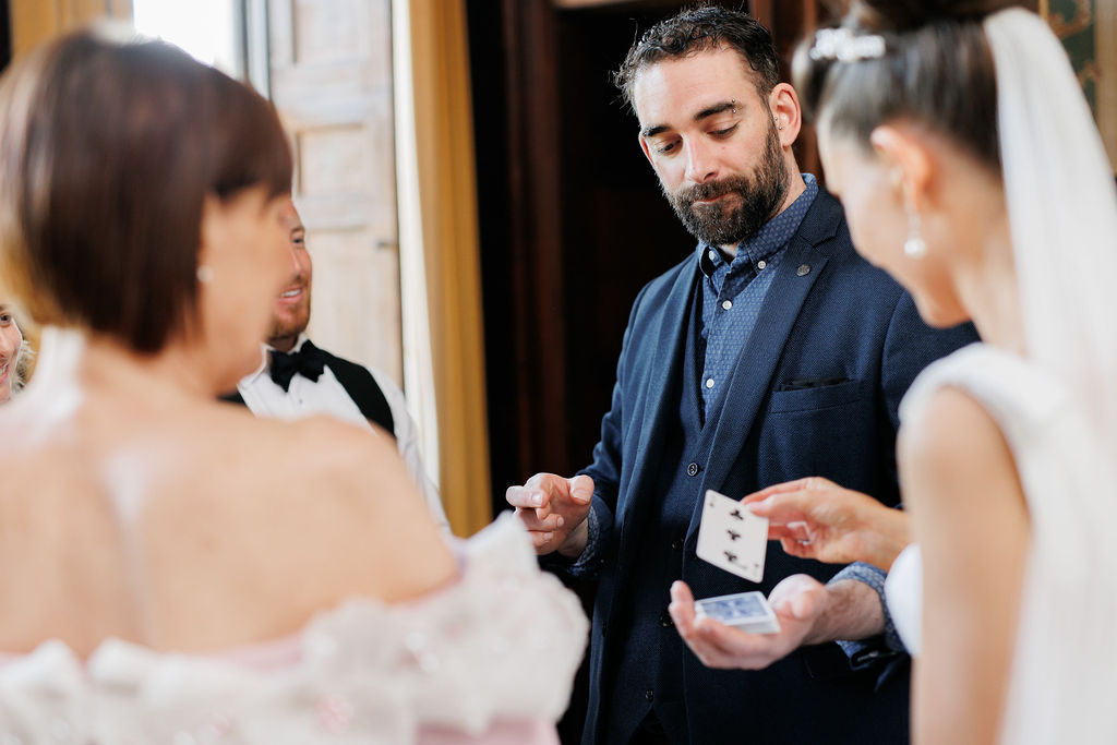 An elegant and romantic pink and gold wedding at Davenport House with two Milla Nova dresses