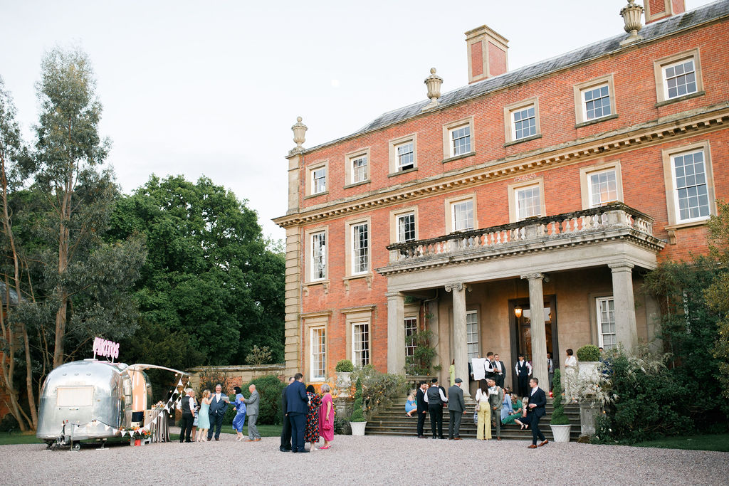An elegant and romantic pink and gold wedding at Davenport House with two Milla Nova dresses