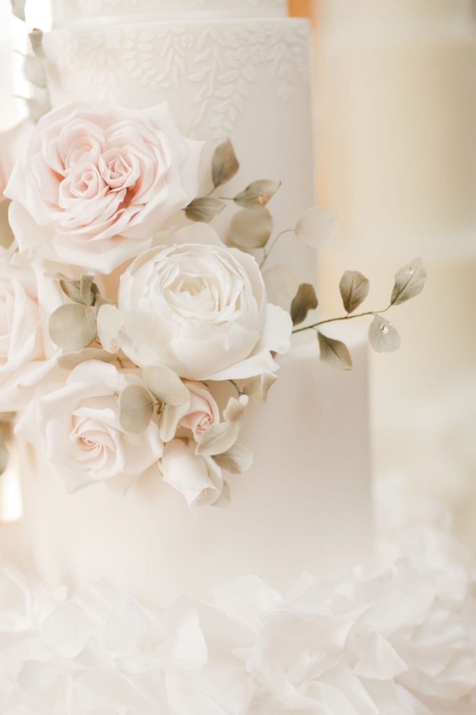 An elegant and romantic pink and gold wedding at Davenport House with two Milla Nova dresses