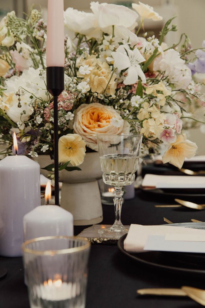 Pastel wedding inspiration with a monochrome twist