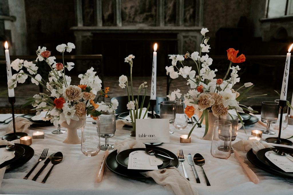 Modern wedding styling at The Mount Without