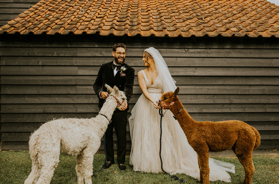 An evening outfit change for an elegant Autumnal bride at Blake Hall