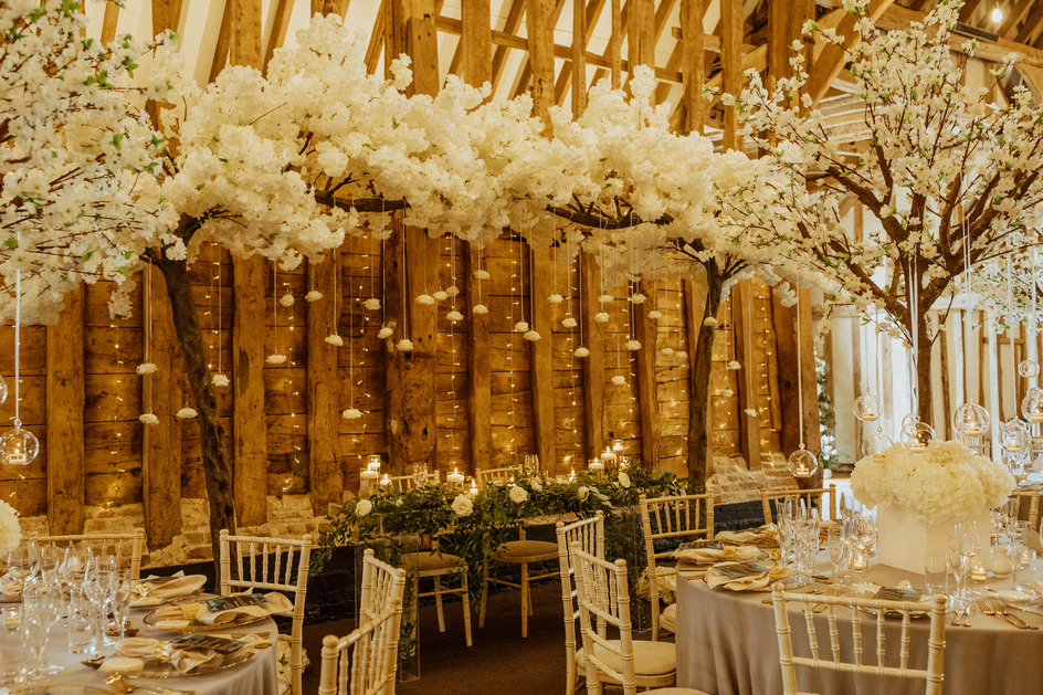 An evening outfit change for an Autumn bride at Blake Hall
