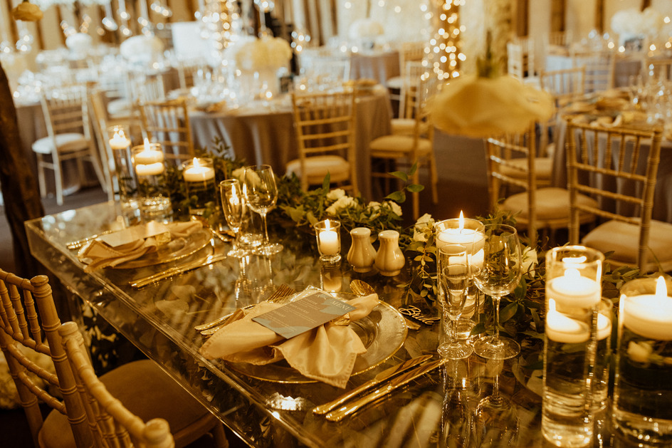 An evening outfit change for an Autumn bride at Blake Hall