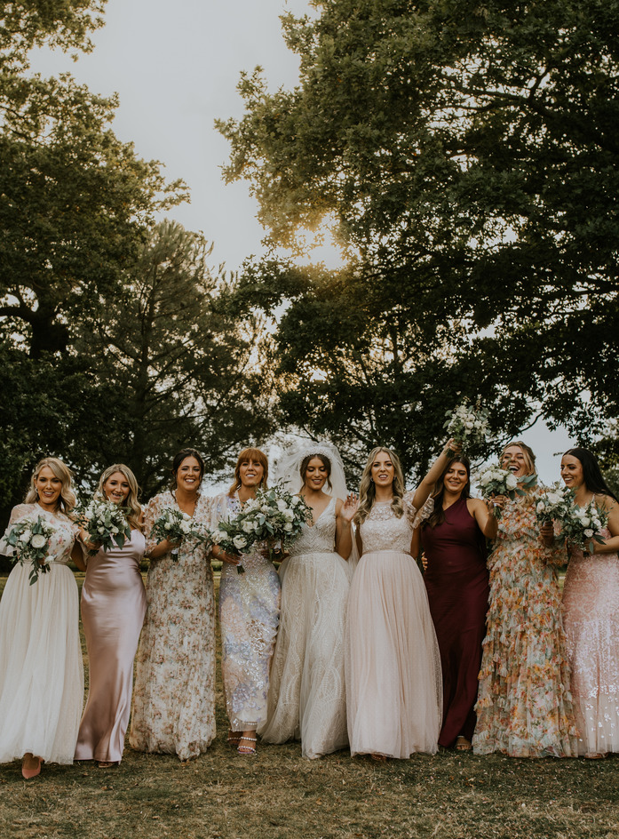 An evening outfit change for an elegant Autumnal bride at Blake Hall