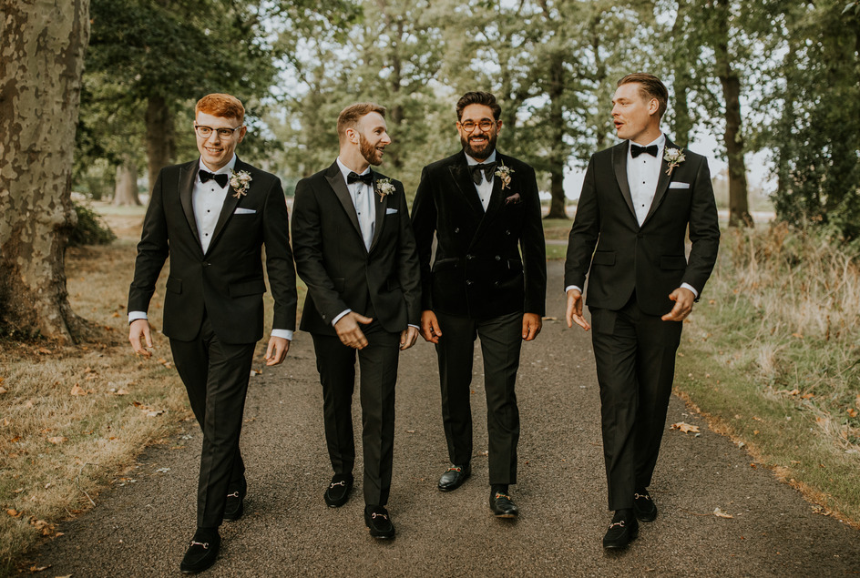 An evening outfit change for an elegant Autumnal bride at Blake Hall